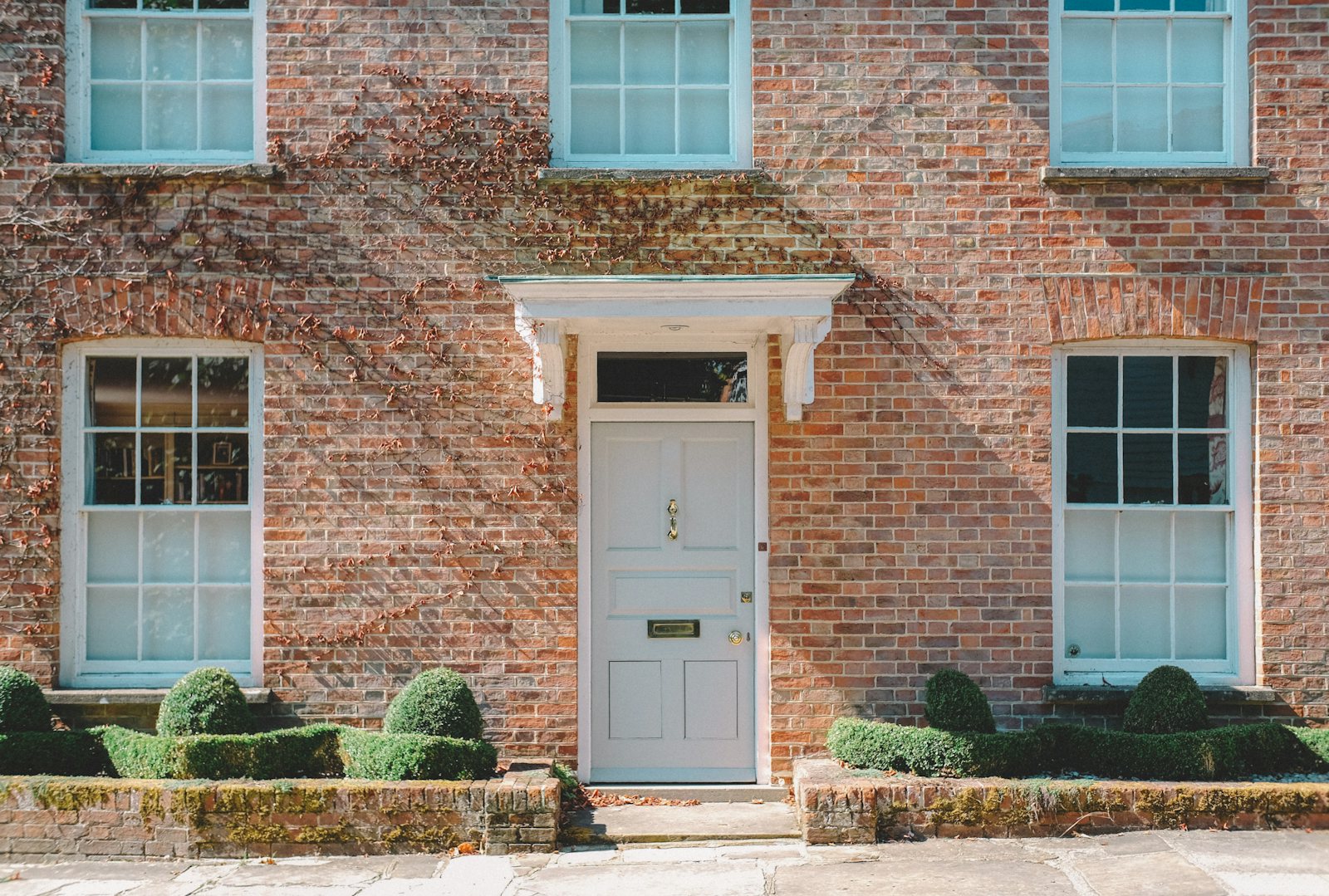 Front door of a brick house