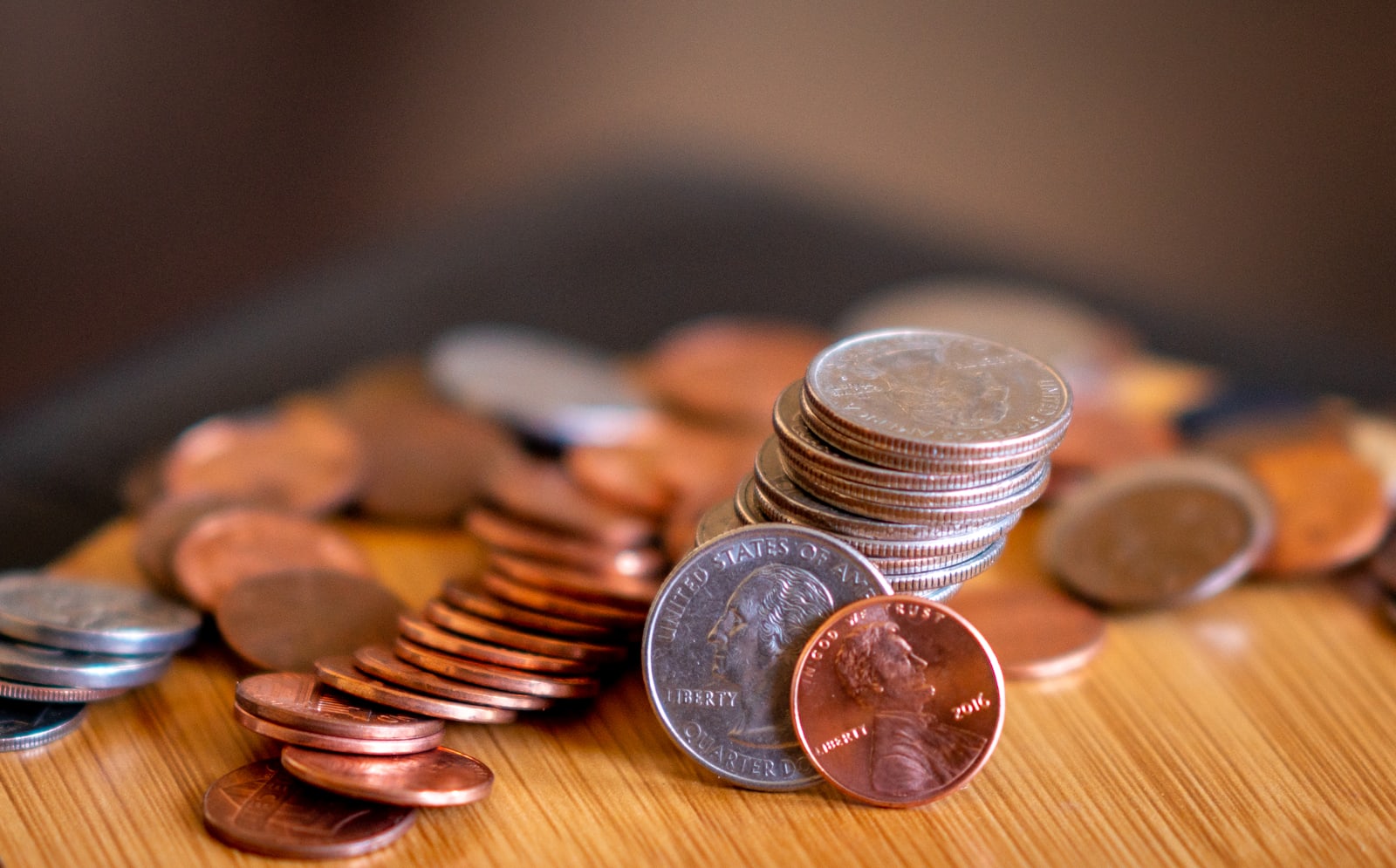 Money and finance on a desk