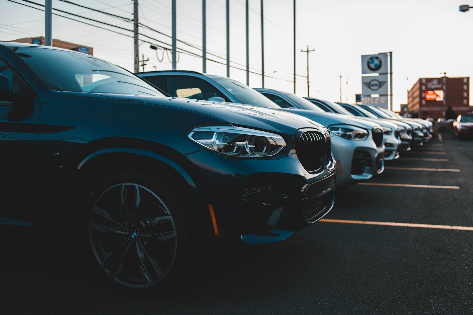 Row of cars at a dealership