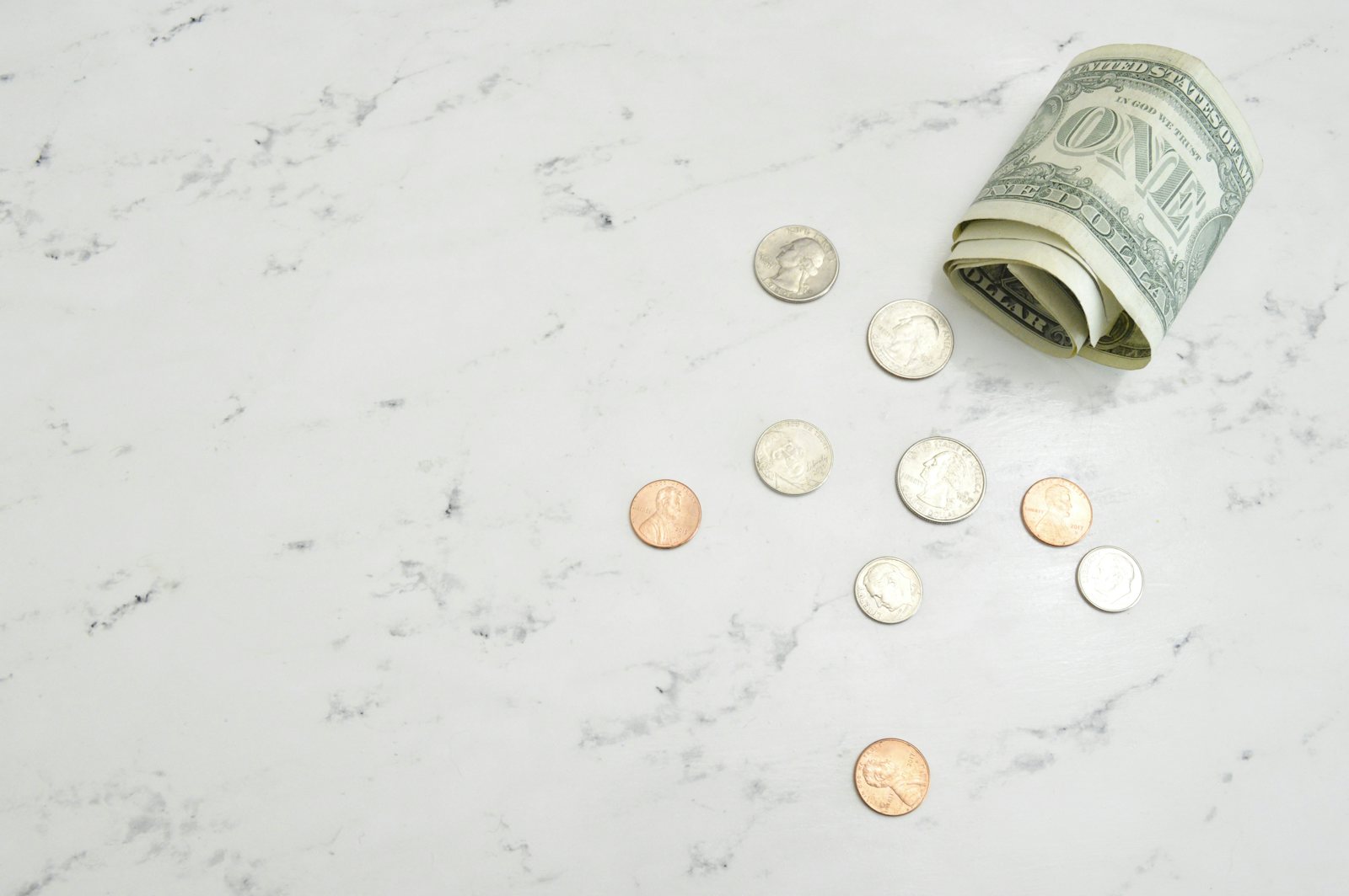 Finance items on a desk