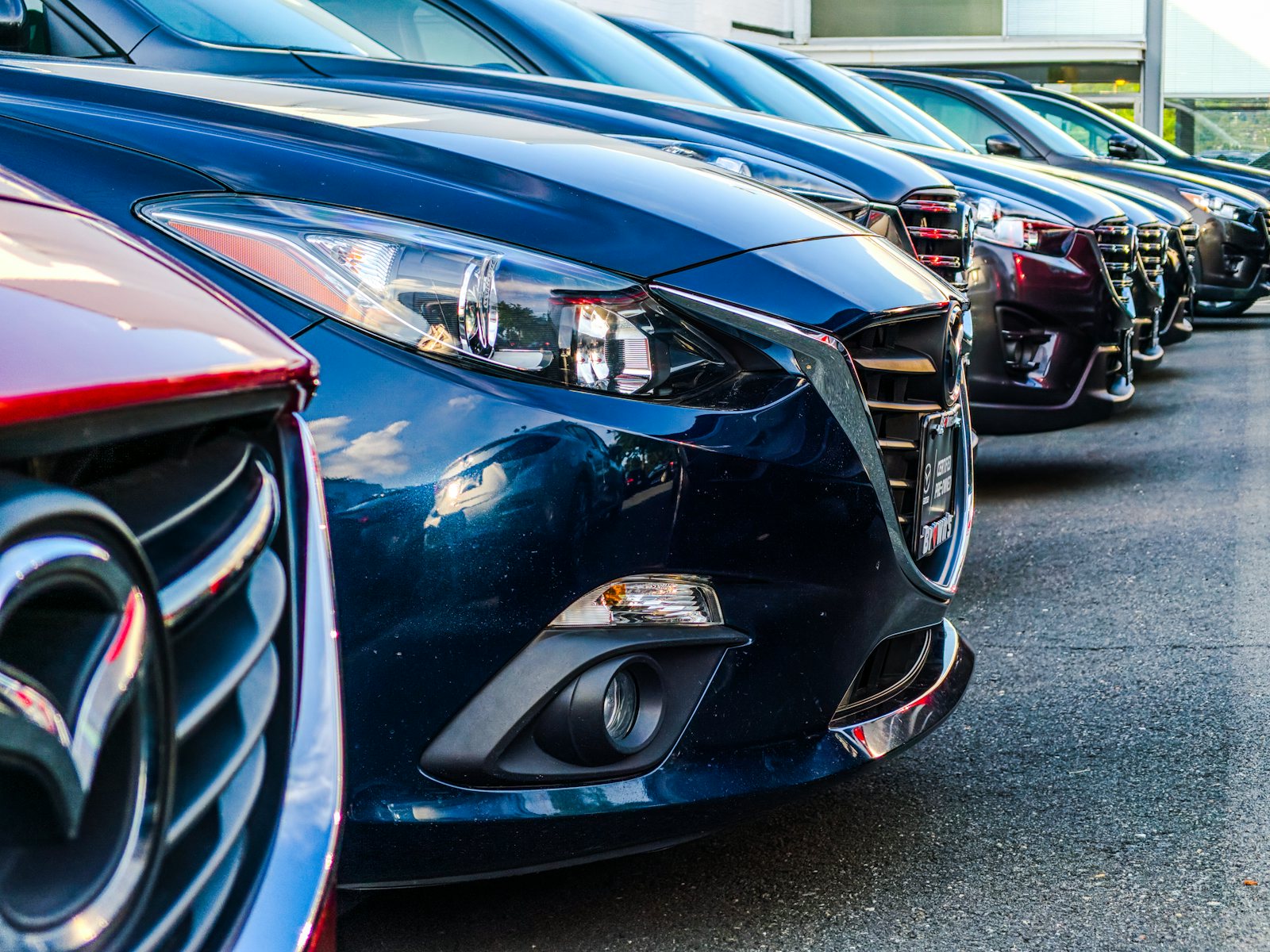 Cars parked at a dealership