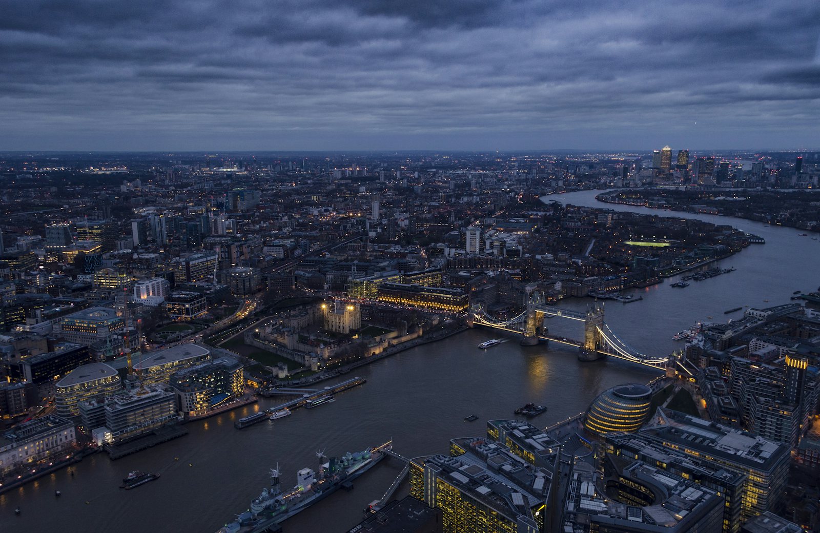 Aerial view of city buildings