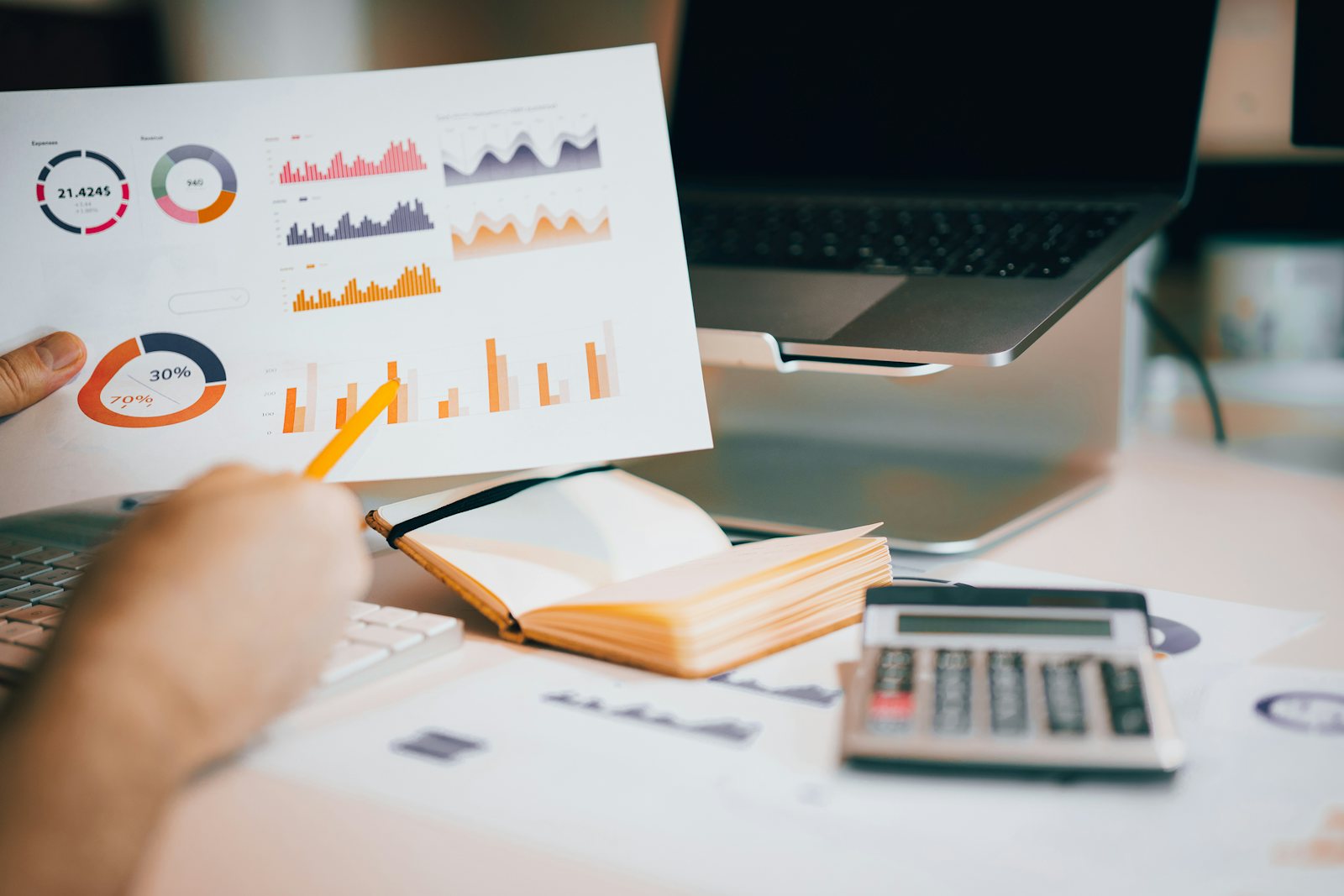 Professional working at a finance desk