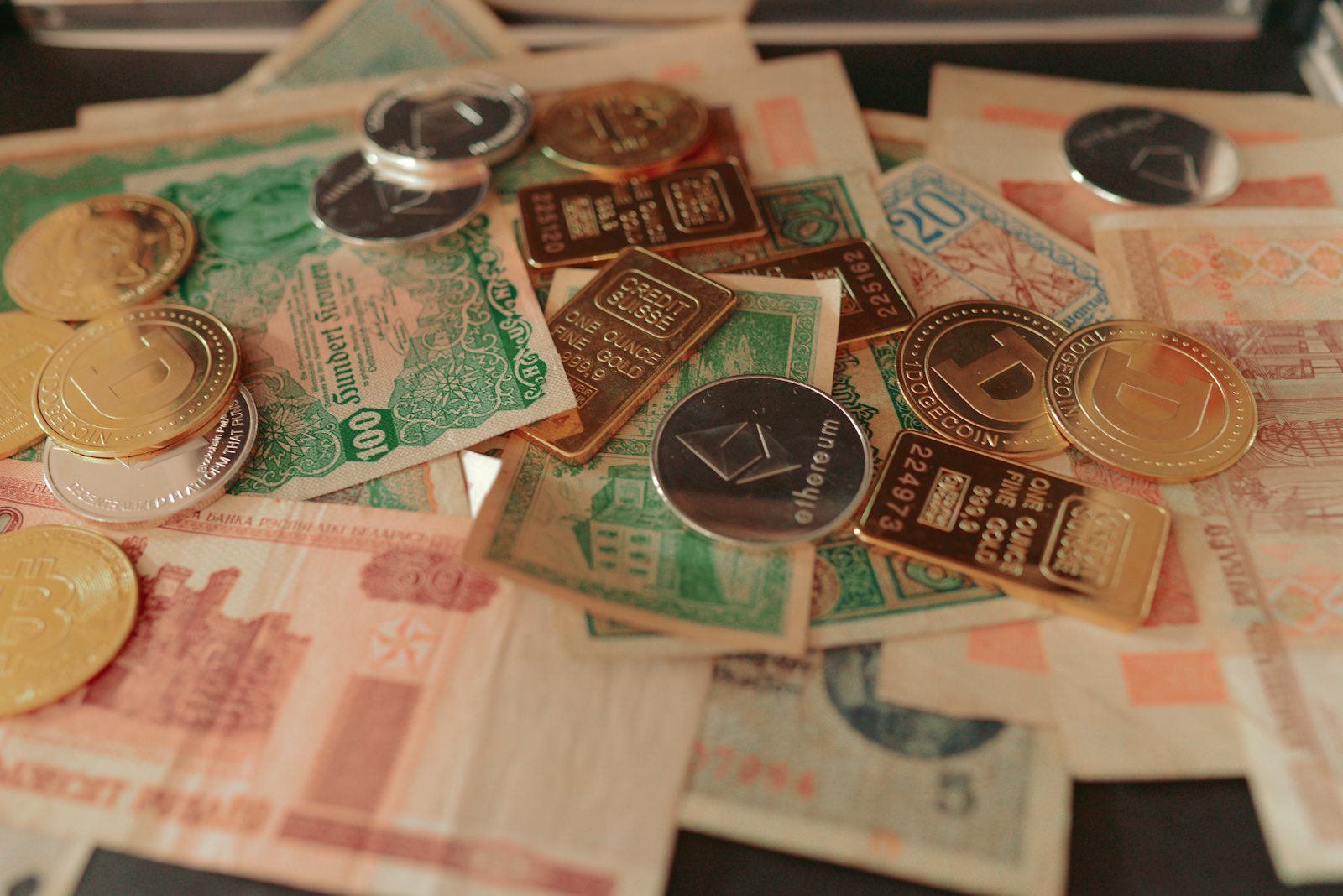 Finance and planning items on a desk