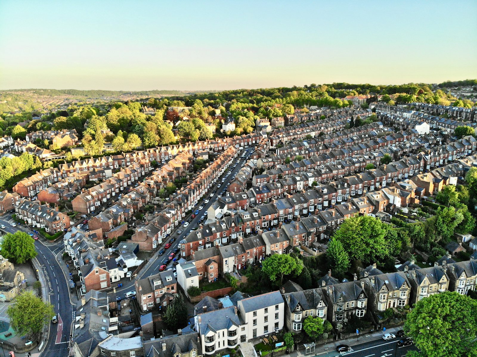 Aerial view of UK houses